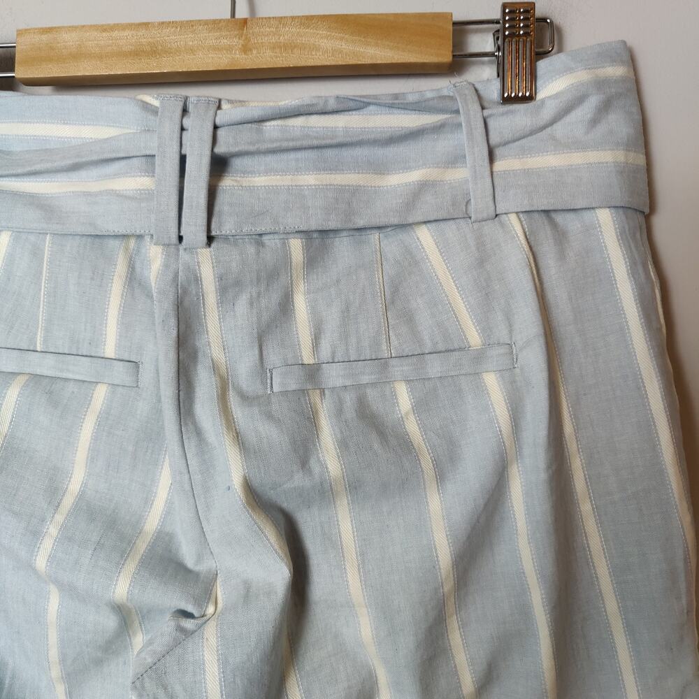 Banana Republic Women's Sz 4 Blue White Linen Blend Logan Cropped Trouser Pants - Picture 6 of 9